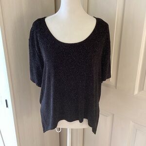 Ultra Dress Black Sparkle Women's Short Sleeve Top Sz 14